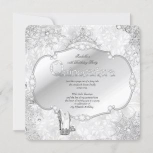 Quinceanera Winter Wonderland Silver Snowflake B Kaart