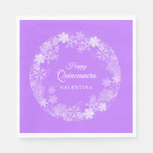 Quinceanera Winter Wonderland Sneeuwvlok Paarse Servet
