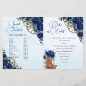 Quinceañera XV 15 Royal Blue Floral Charro Program (Achterkant)