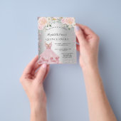 Quinceanera zilver roze jurk budget uitnodiging flyer (Hand)