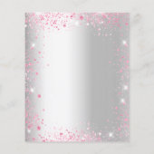 Quinceanera zilver roze jurk budget uitnodiging flyer (Achterkant)