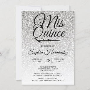 Quinceañera zilveren glitter 15e verjaardag kaart