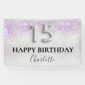 Quinceanera zilveren lavendel spandoek (Horizontaal)