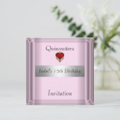 quinceanera, zoet, 15, uitnodiging save the date (Staand voorkant)