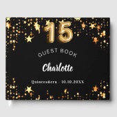 Quinceanera zwart goud sterren gastenboek (Voorkant)