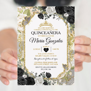 Quinceañera Zwart & Gouden Kroon Mexicaanse Vlinde Kaart