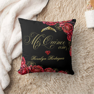 Quinceanera - zwart rood gouden decoratiebord kussen