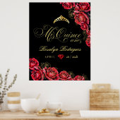 Quinceanera - zwart rood gouden decoratiebord poster (Keuken)