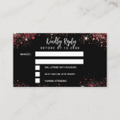 Quinceanera zwart rood jurk respons RSVP-kaart Informatiekaartje (Voorkant)