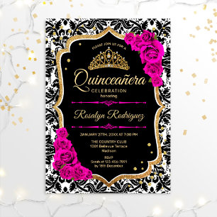 Quinceanera - Zwart roze goud Kaart