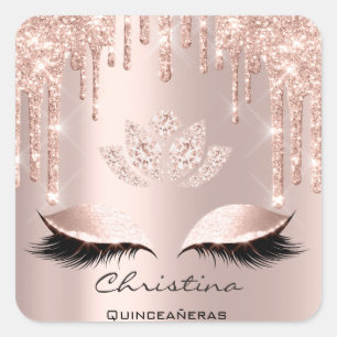 Quinceañeras Sweet 16e 15e Bridal Sparkly Diamod Vierkante Sticker