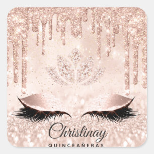 Quinceañeras Sweet 16th 15th Bridal Spark Glitter Vierkante Sticker