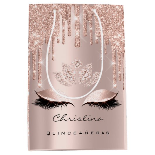 Quinceañeras Sweet 16th 15th Bridal Sparkly Diamod Medium Cadeauzakje (Voorkant)