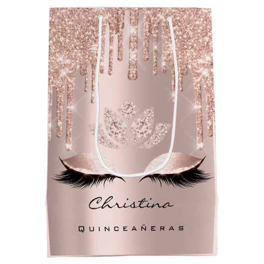 Quinceañeras Sweet 16th 15th Bridal Sparkly Diamod Medium Cadeauzakje (Achterkant)