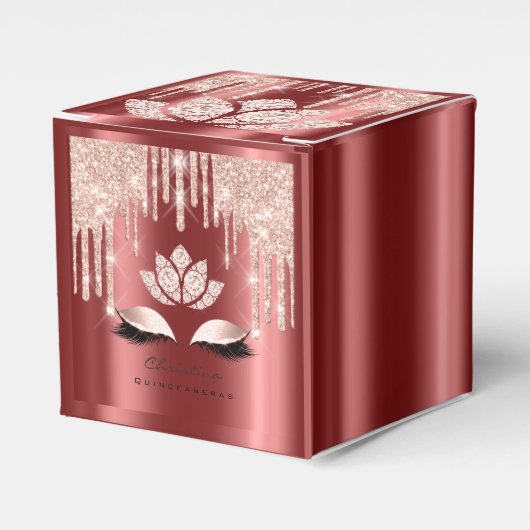 Quinceañeras Sweet 16th Bridal Roos Burgundy Bedankdoosjes (Voorkant Zijde)