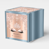 Quinceañeras Sweet 16th Bridal Roos Drip DustyBlue Bedankdoosjes (Voorkant Zijde)