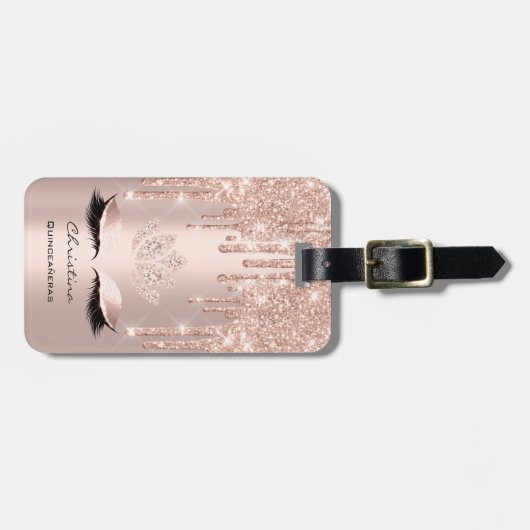 Quinceañeras Sweet 16th Bridal Sparkly Diamod Drip Bagagelabel (Voorkant horizontaal)