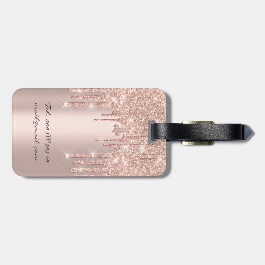 Quinceañeras Sweet 16th Bridal Sparkly Diamod Drip Bagagelabel (Achterkant horizontaal)