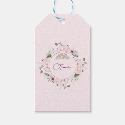 Quincearnera Rozen Blush Roze Cadeaulabel (Voorkant)