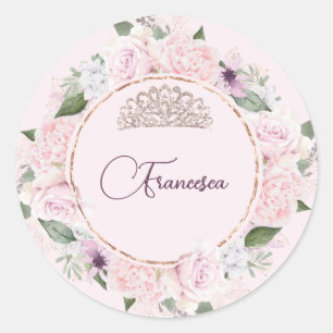 Quincearnera Rozen Blush Roze Ronde Sticker