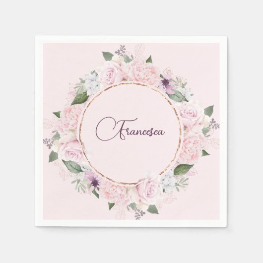 Quincearnera Rozen Blush Roze Servet (Voorkant)