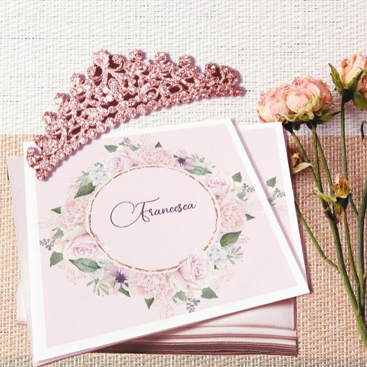 Quincearnera Rozen Blush Roze Servet