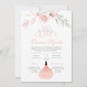 Quinceñera Invitation en espagnol rose floral (Devant)