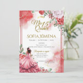 Quincenera Invitation in Spanish Boho Kaart (Staand voorkant)