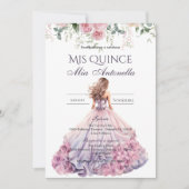Quincenera Invitation in Spanish BohoFloral (Devant)