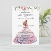 Quincenera Invitation in Spanish BohoFloral (Debout devant)