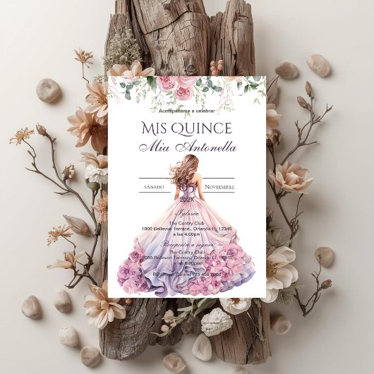 Quincenera Invitation in Spanish BohoFloral
