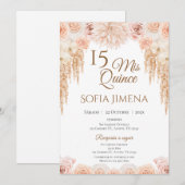 Quincenera Uitnodiging in het Spaans Boho (Voorkant / Achterkant)