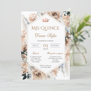 Quincenera Uitnodiging in het Spaans BohoFloral