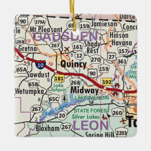 Quincy Florida Map Keramisch Ornament (Voorkant)