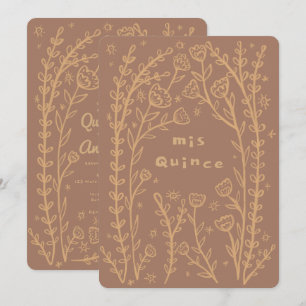 Quineañera 15th BDay grillige Bloemenwijnstokken C Kaart