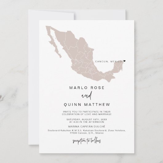 QUINN Blush Mexique Carte Destination Mariage de v (Devant)