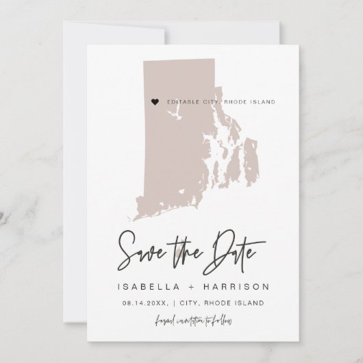 Quinn Blush Pink Rhode Island Carte Enregistrer la (Devant)