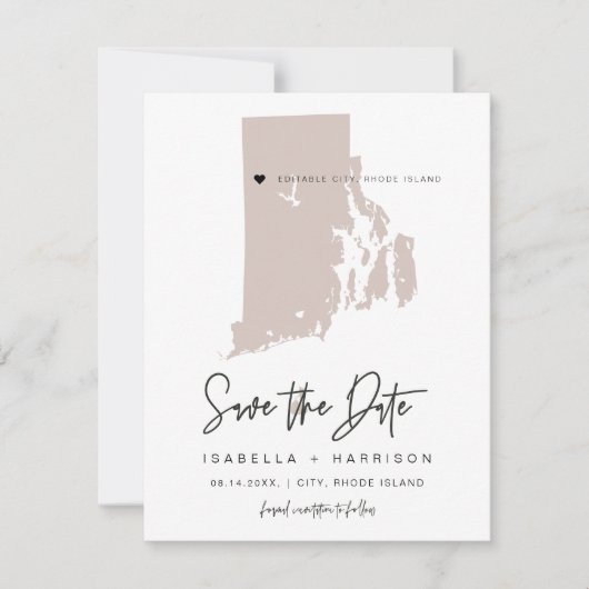 QUINN Blush Rhode Island Enregistrer la date Carte (Devant)