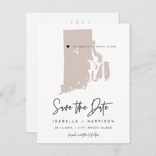 QUINN Blush Rhode Island Save the Date Briefkaart (Voorkant / Achterkant)