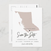 QUINN- British Columbia Kaart Save the Date EDITAB (Voorkant / Achterkant)