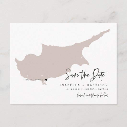 QUINN- Chypre Carte Enregistrer la date (Coeur mob (Devant)