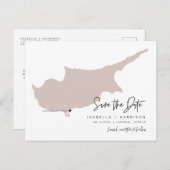 QUINN- Cyprus Kaart Save the Date (Verplaatsbaar H (Voorkant / Achterkant)