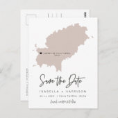 QUINN Ibiza Map Save the Date (beweegbaar hart!) Briefkaart (Voorkant / Achterkant)
