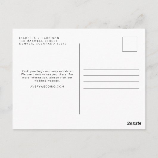 QUINN Ibiza Map Save the Date (beweegbaar hart!) Briefkaart (Achterkant)