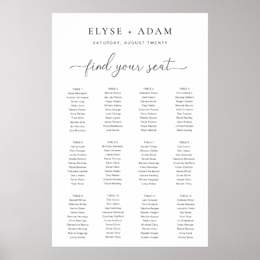 Quinn Modern Minimal 12 Poster de table (Devant)