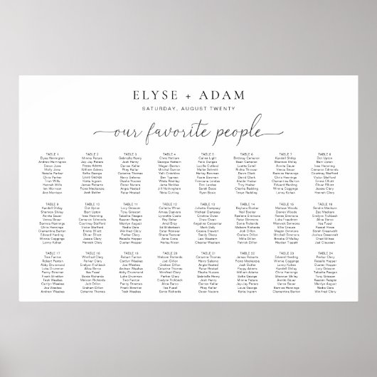 Quinn Modern Minimal 24 Poster voor tafelzitplaats (Voorkant)