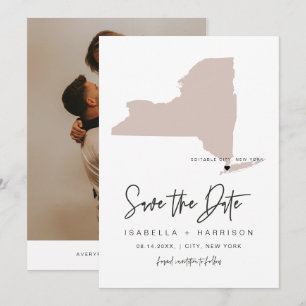 QUINN NEW YORK Roze kaart Foto Save the Date