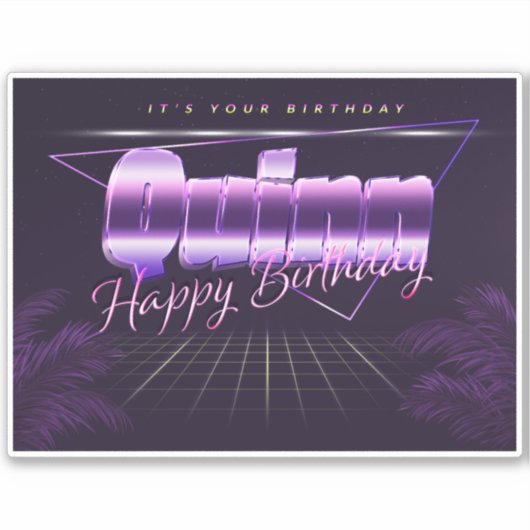 Quinn Nom Prénom lila retro Sticker (Devant)