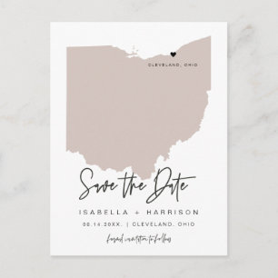 QUINN- Ohio-kaart Save the Date (beweegbaar hart!) Briefkaart