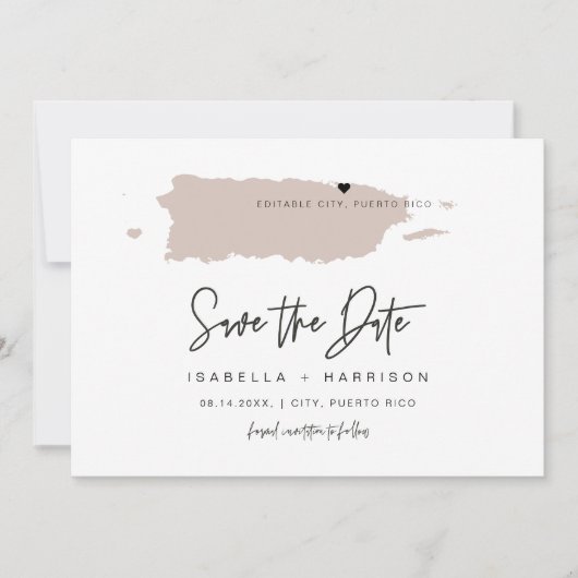 QUINN Puerto Rico Blush Pink Kaart De datum opslaa (Voorkant)